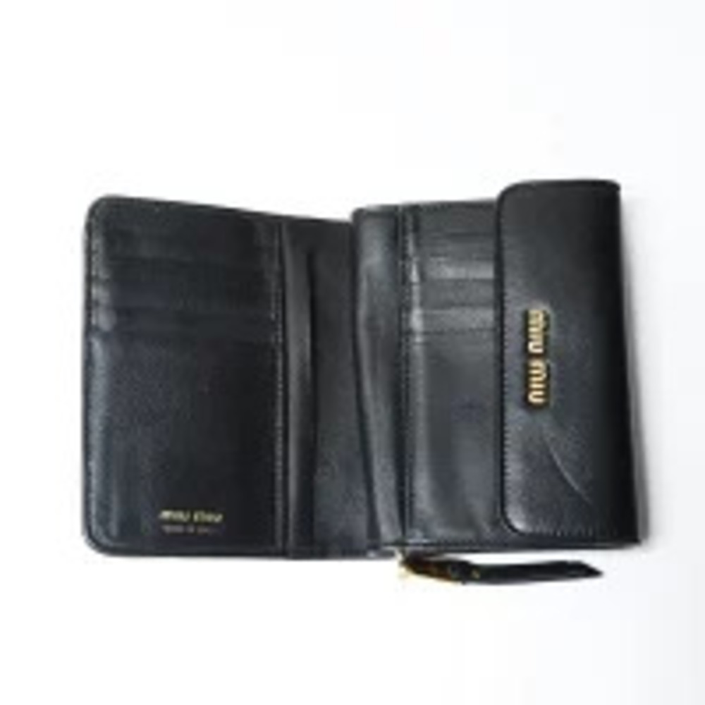 Miu Miu Leather Matelasse Tri fold Wallet Black - Picture 9 of 10
